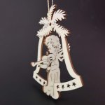 AMADEA Dřevěná ozdoba 3D zvonek anděl s houslemi 9 cm – Hledejceny.cz