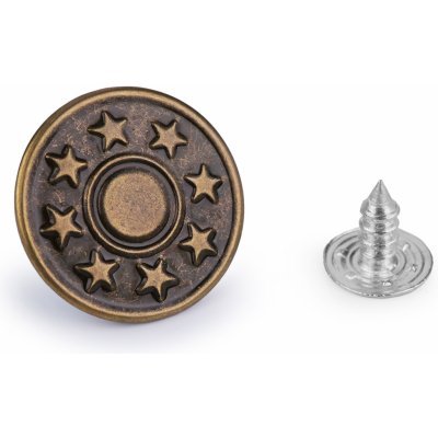 Narážecí riflový knoflík, 17 mm, staromosaz – Zboží Mobilmania
