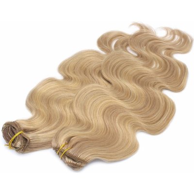 Vlnitý clip in maxi set 53cm pravé lidské vlasy REMY PŘÍRODNÍ/SVĚTLEJŠÍ BLOND – Zboží Dáma