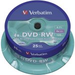 Verbatim DVD-RW 4,7GB 4x, cake box 25ks (43639) – Zbozi.Blesk.cz