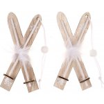 Autronic Sada 2 kusů lyží ze dřeva k zavěšení přírodní AC7158 – Zbozi.Blesk.cz