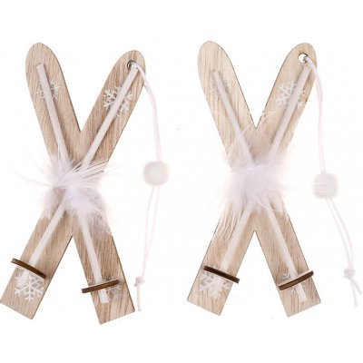 Autronic Sada 2 kusů lyží ze dřeva k zavěšení přírodní AC7158 – Zbozi.Blesk.cz