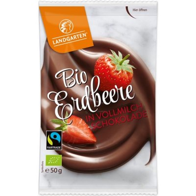 Landgarten Bio jahody v mléčné čokoládě 50 g