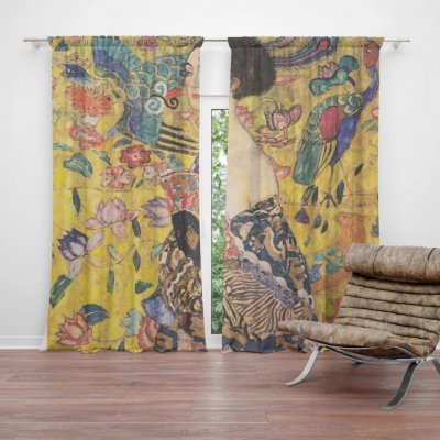 Sablio Závěs Dáma s vějířem - Gustav Klimt: 2ks 140x250cm – Hledejceny.cz