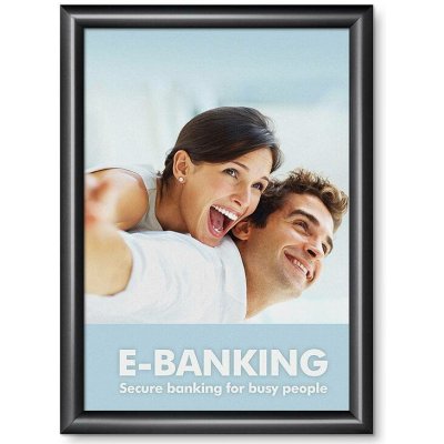 Jansen Display Klaprám A3 ostrý roh profil 25mm RAL 9005 černá, 328 x 451 mm – Sleviste.cz