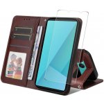 Enkay Premium Set Peněženkové pouzdro a ochranné sklo Sony Xperia 10 VII hnědé – Zboží Mobilmania