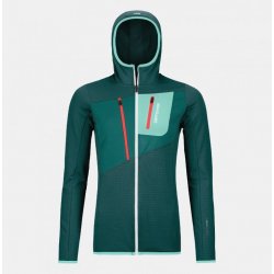 Ortovox merino mikina Fleece Grid Hoody pacific green