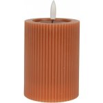 Clayre & Eef Hnědá válcová svíčka s vroubkováním Led Candle - Ø 8*13 cm / 2*AA – Hledejceny.cz