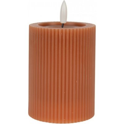 Clayre & Eef Hnědá válcová svíčka s vroubkováním Led Candle - Ø 8*13 cm / 2*AA – Hledejceny.cz