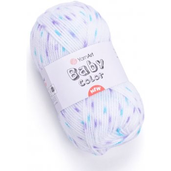 Yarn Art příze Baby Color 201 bílá s modrou a fialovou
