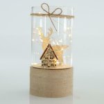 Eurolamp Skleněný dekor s chaloupkou a sobem 9 x 18 cm – Hledejceny.cz