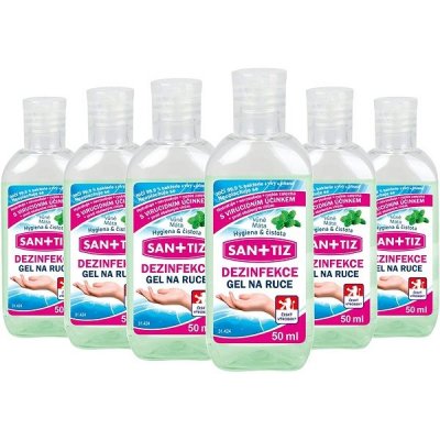 Sanitiz dezinfekční gel na ruce s Aloe Vera parfém máta 6 × 50 ml – Zbozi.Blesk.cz