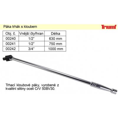 Páka trhák s kloubem 1/2" délka 750mm