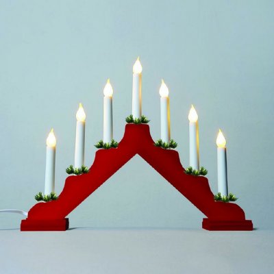 Exihand KONST Adventní svícen 2262-510.T dřevěný červený s taženou žárovkou LED Filament 7x34V 0,2W – Zboží Mobilmania