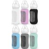 Láhev a nápitka EcoViking kojenecká láhev skleněná široká silikonový obal barevné kombinace bílá 240 ml