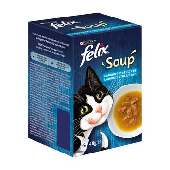 Felix Soup Lahodný výběr z ryb s treskou s tuňákem s platýzem 6 x 48 g