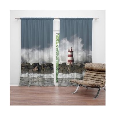 Sablio Závěs Maják ve vlnách: 2ks 140x250cm – Hledejceny.cz