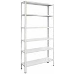 GERMAN Kovový regál Office 100 / 209 x 100 x 30 cm / 6 polic / bílá – Zboží Dáma