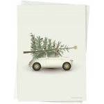ViSSEVASSE Vánoční přání Christmas Tree & Little Car, bílá barva, papír – Sleviste.cz