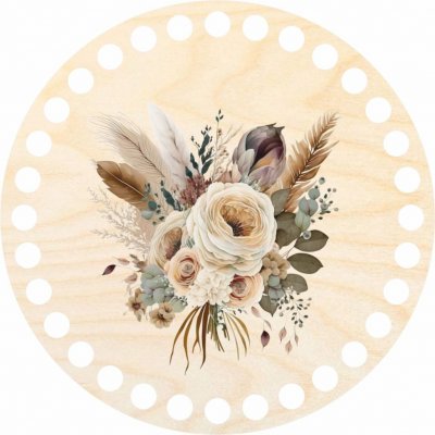 Chráněná dílna Dřevěný svět Dno, víko, kruh 15 cm, Boho květiny – Sleviste.cz