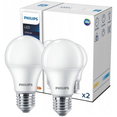 Philips 2x LED žárovka E27 A60 10W = 75W 1055 lm 4000K Neutral CorePro – Hledejceny.cz
