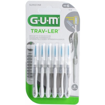 GUM Trav-Ler mezizubní kartáčky s chlorhexidinem cylindrický 2,0 mm 6 ks blistr