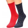 Tommy Hilfiger ponožky 2Pack 100001493007 Red/Navy Blue/Red Dots Pattern