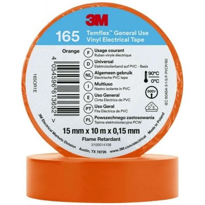 3M Temflex 165 Elektroizolační páska 15 mm x 10 m oranžová – Hledejceny.cz