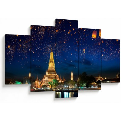 Obraz - Lampióny štěstí, Bangkok, pětidílný 150x105 cm – Hledejceny.cz