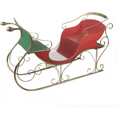 Clayre & Eef Červeno-zlaté veliké kovové sáně Christmas Sleigh - 169*67*106 cm – Hledejceny.cz