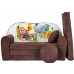 FIMEX Rozkládací dětská pohovka s bobkem a polštářkem Zoo Hnědá – Hledejceny.cz