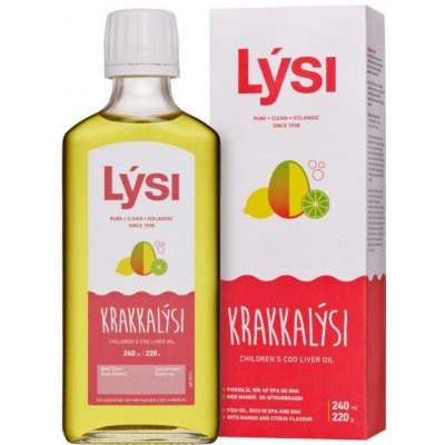 Lysi Dětský olej z tresčích jater a tuňáka mango s vit. D E A 240 ml – Hledejceny.cz