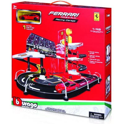 Bburago Ferrari Race & Play garáž s jedním autíčkem 30197 parkovací garáž Ferrari Racing Garage 1:43 – Hledejceny.cz