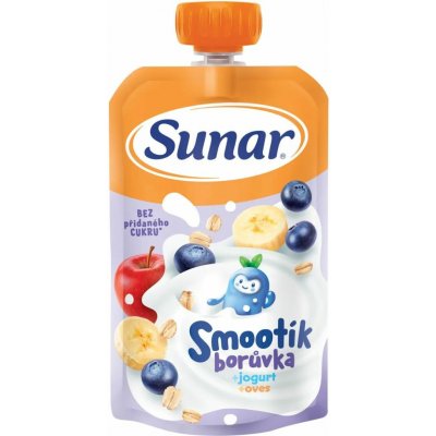 SUNAR Smootík kapsička borůvka, jogurt, ovesné vločky 12m+ 120 g – Zboží Dáma