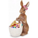 VELIKONOČNÍ FIGURKA ZAJÍČEK S KOŠÍKEM 20cm HNĚDÁ MISKA NA SLADKOSTI – Hledejceny.cz