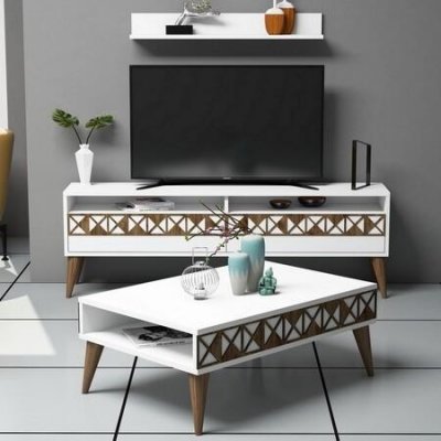 Hanah Home Living Room Furniture Set Line White – Hledejceny.cz