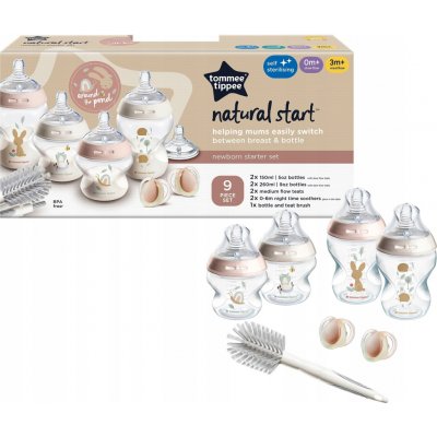 Tommee Tippee startovací sada 4 x láhev + 4 x dudlík + kartáč – Sleviste.cz