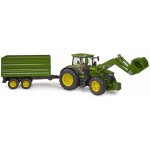 Bruder 3155 Traktor John Deere 7R 350 s čelním nakladačem a přívěsem – Zbozi.Blesk.cz