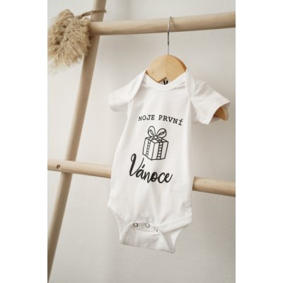 Černá na bílé MOJE PRVNÍ VÁNOCE bílé body dlouhý rukáv – Hledejceny.cz