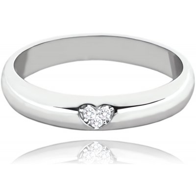 Minet stříbrný snubní prsten se srdíčkem a bílými zirkony JMAN0446SR
