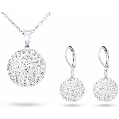 Biju set z chirurgické oceli řetízek visací náušnice bílá kulička ozdobená zirkony 166 – Zboží Dáma Biju set z chirurgické oceli řetízek visací náušnice bílá kulička ozdobená zirkony 166 – Zboží Dáma