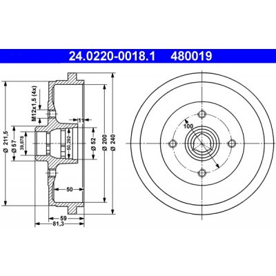 ATE Brzdový buben 24.0220-0018.1