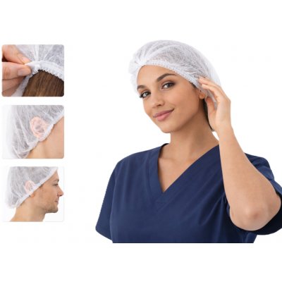 Čepice z netkané textilie BARET 100 ks bílá – Zboží Dáma