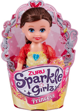 Zuru Princezna Sparkle Girlz malá v kornoutku fialové šaty-hnědé vlasy