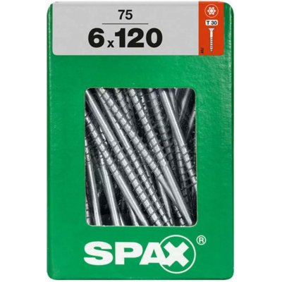 Spax Uni vrut zápust.hlava T-Star+ T30 4CUT část.závit Wirox 6 x 120 mm 75 ks – Hledejceny.cz