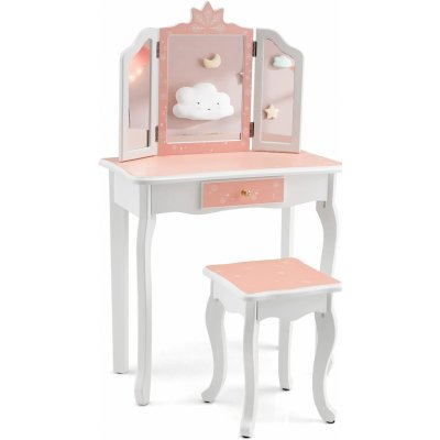 Costway Dětský toaletní stolek COSTWAY růžový