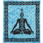 Sanu Babu přehoz na postel s tiskem Chakra Yoga černo-tyrkysový 200 x 230 cm – Zboží Dáma