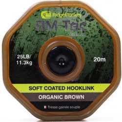 RidgeMonkey šňůra RM Tec Soft Coated Hooklink Hnědá 20m 25lb