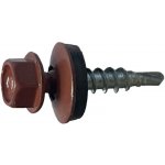 Farmářský vrut 4,8 × 25 mm RAL 8017 hnědý – samovrtný, s podložkou, 250 ks – Hledejceny.cz