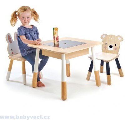Tender Leaf Toys Forest dřevěný stůl s úložným prostorem a dvě židle – Zbozi.Blesk.cz